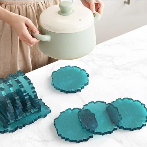 Diy Crystal Tea Tray Mold Flower-shaped Epoxy Resin Storage Rack Mold Suitable for Home Decoration Table Wine Tray