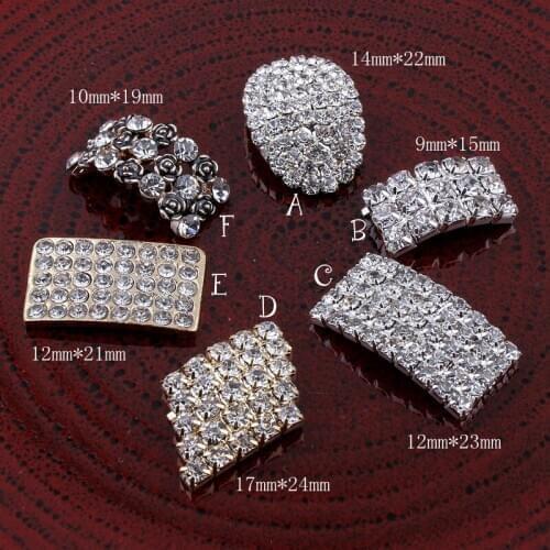 50pcs/lot Newborn Rectangle Metal Flatback Crystal Button For Craft Bling Alloy Rhinestone Button for Grils Hair Accessories