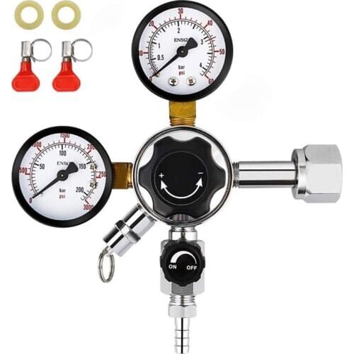 Home Brew Co2 Regulator, W21.8/ CGA 320 Type Dual Stage Pressure Regulator for Monitor Beer Keg Carbonation,Co2 Tank