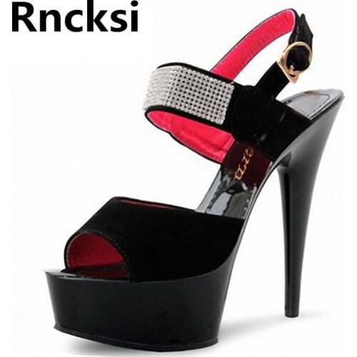 Rncksi Summer Women Pole Dance Sandals Party Shoes Night Club Party Sandals 15cm High Heels Platform Dance Shoes