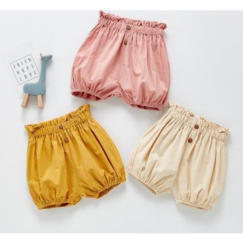 Ruffles Lace Girls Shorts Summer Cotton Linen Infant Kids Short Pants for Children Trousers Toddler Clothing 0-24M