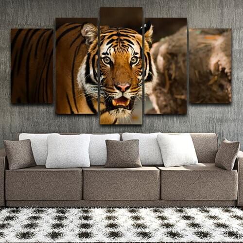 Modern Style Corridor Home Decoration 5 Set Poster Animal Tiger Scenery Modular Pictures Painting HD Wall Art Canvas(No Frame)