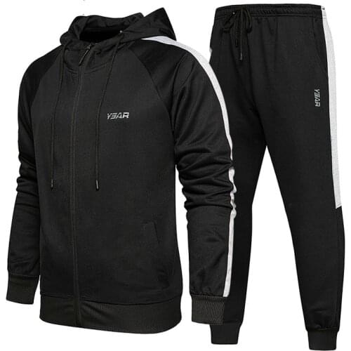 Tracksuit Men Two Pieces Set Fashion Mens Sportswear Male Jacket Hoodie + Pants Sweatsuit Cardigan Clothes Hombre 2020 Big Size