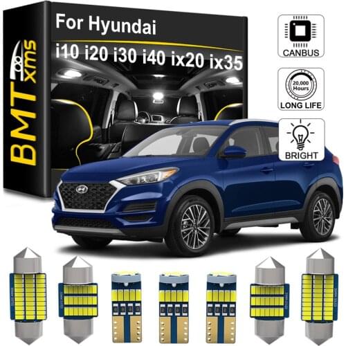 BMTxms Car Interior LED For Hyundai i10 i20 i30 i40 ix20 ix35 Tucson Santa Fe Santafe Canbus Vehicle Indoor Dome Map Light Kit