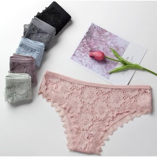 Sexy Women Cotton Panties Seamless Lace Briefs Underwear Female Fashion Panty Low Waist Breathable Underpants Lady Intimates