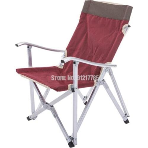 Outdoor Aluminum Alloy Folding Chair Ultra Light Back Leisure Portable Fishing Chair Picnic Barbecue Lunch Break Chair Self Driv