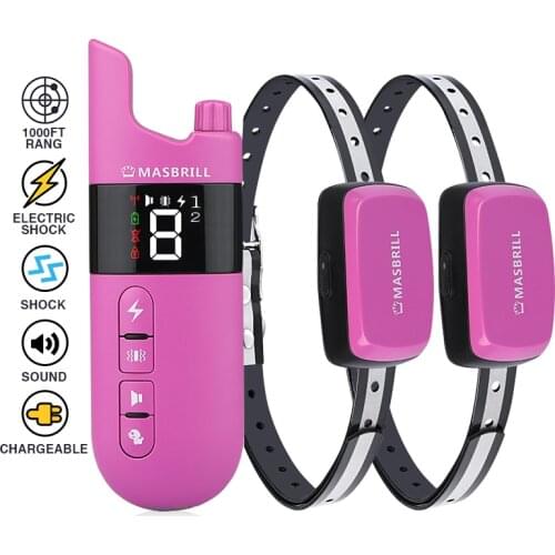 MASBRILL Waterproof Rechargeable Electric Shock Dog Training Collar Remote Control Bite Pet Trainer Anti No Bark Stop Device Aid