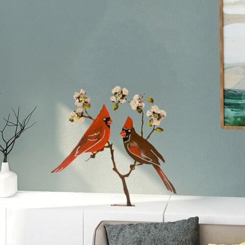 Iron Red Bird Statue Sill Cardinal Birds Ornament Lover Craft