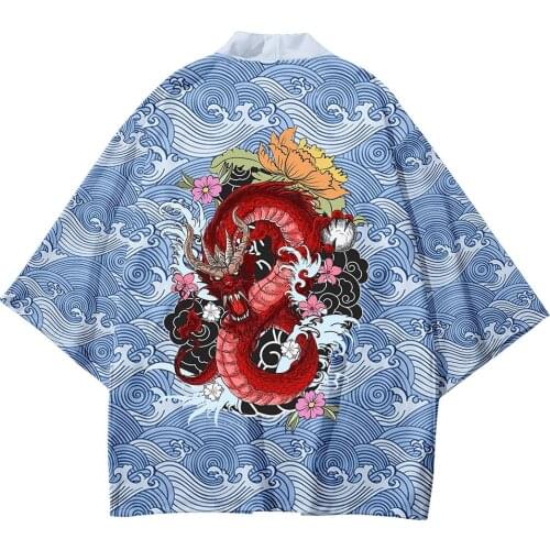 Plus Size 6XL 5XL 4XL 3XL-S Dragons Waves Loose Japanese Cardigan Women Men Harajuku Kimono Cosplay Tops Blouse Yukata Clothing