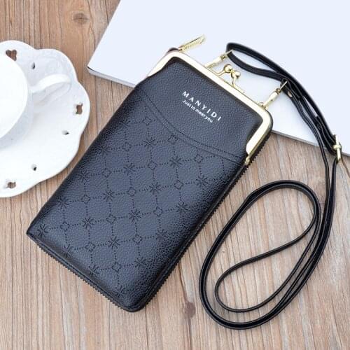 Womens Wallet PU Leather Zipper Card Holder Female Wallet Coin Purses Mobile Phone Money Bag Clutch Shoulder Bag Handbag Pocket