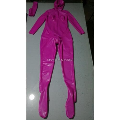 WOMEN LATEX FULL COVER CATSUIT WITH 3 CONDOMS ZIP HIDDEN TWO CONDOMS (NOT INCLUDING THE GLOVES)