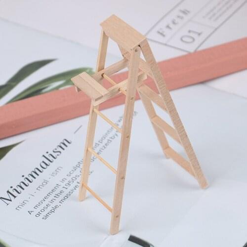 1:12 Dollhouse Miniature Wooden Mini Ladder Model Furniture Accessories Toys