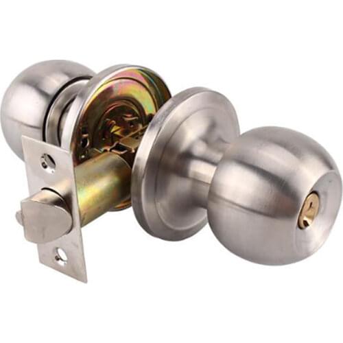 1 Set Stainless Steel Bedroom Door Lock Brushed Round Ball Door Knobs Lock With 3 Keys, Household Bathroom Toilet Door Locks