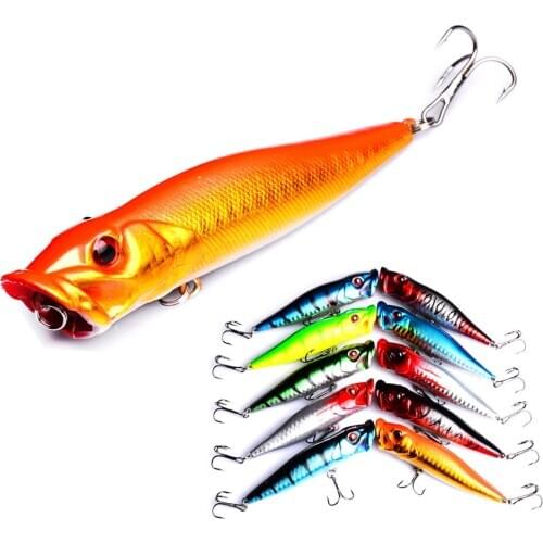 1Pcs 9cm 12.3g Popper Fishing Lure Hard Artificial Bait Topwater with 2 Treble Hooks Carp Fishing Lures Wobbler Crankbait Pesca