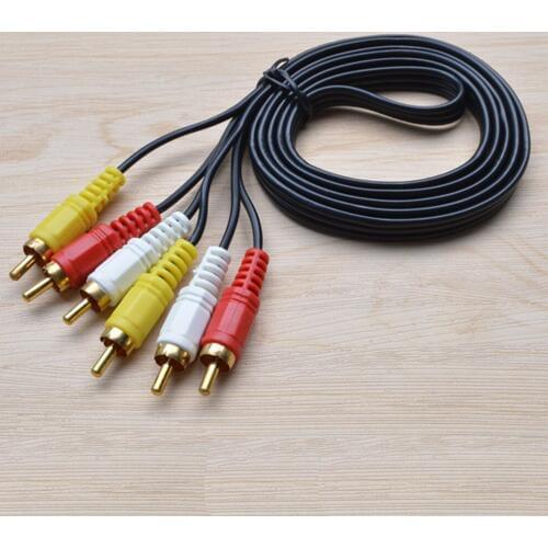 10PCS 10M 6 Plug AV Cable Cord 3RCA to 3RCA lotus head audio line red yellow and white AV line