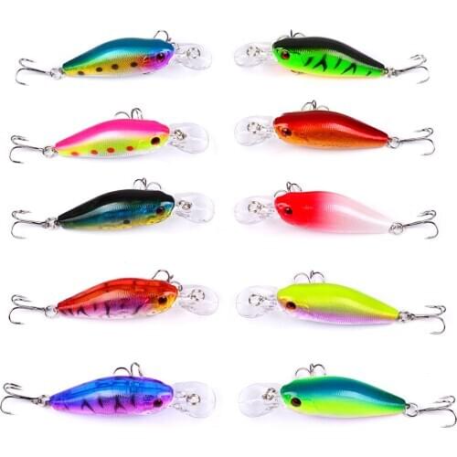 10PCS 7cm 8g Minnow Fishing Wobblers Artificial Hard Bait Fake Plastic Lures Pesca Crankbait Pike Treble Hooks Tackle Swimbait