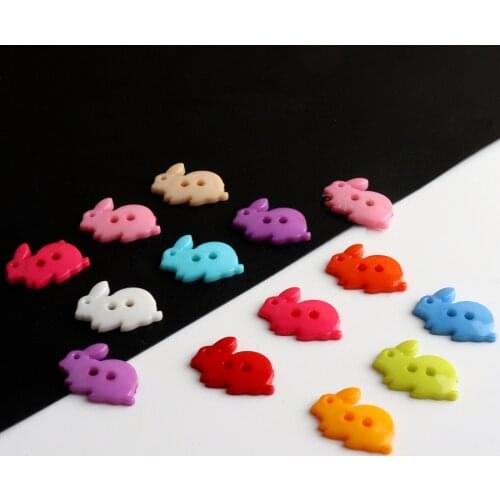 100pcs Plastic Mix Rabbit Kids Bunny Buttons Sewing Craft 2 Holes 13x17mm