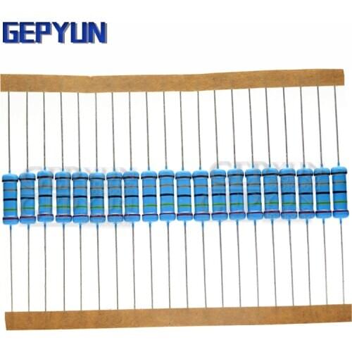 20pcs 2W Metal film resistor 1% 2.2R 4.7R 10R 22R 47R 100R 220R 470R 1K 10K 100K 2.2 4.7 22 47 100 220 470 ohm Gepyun 1R ~ 1M