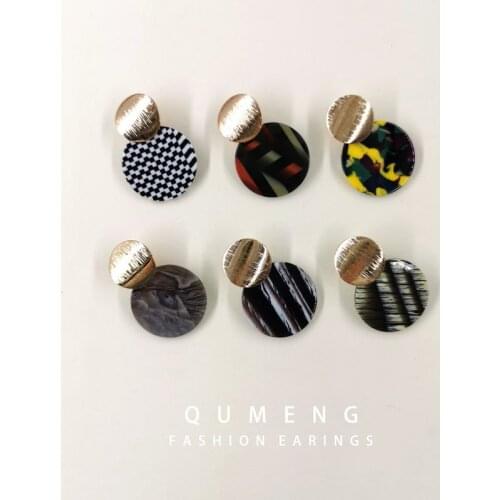 2020 Korean New Fashion Simple Acetic Acid Geometric Acrylic Stud Earrings Alloy Accessories Women Jewelry Gift