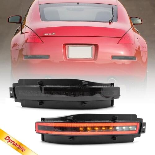 2X Led Smoked Lens Dynamic Rear Fog Braking Light White Backup Revering Lights For Nissan 350Z 2003-2009 Turn Signal Brake Lamp