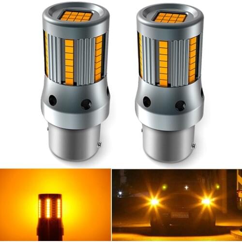 2x Amber 66W 1500lm 54smd P21W LED 1156 BA15S LED Bulbs Car Lights Turn Signal Reverse Brake Light Auto Lamp T20 T25 for VW KIA