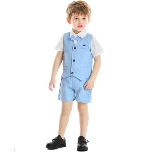 Kids Boy Clothing Suit Children Summer Infantil Wedding Party Baby Boys Clothes Suit Gentleman 3Pcs T-Shirt+Vest+Pant Outfits