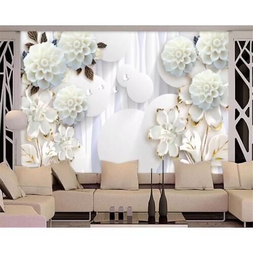 Beibehang brick wallpaper 3d wall paper for kids room Elegant circle white flower wallpaper flower wall decoration mural behang