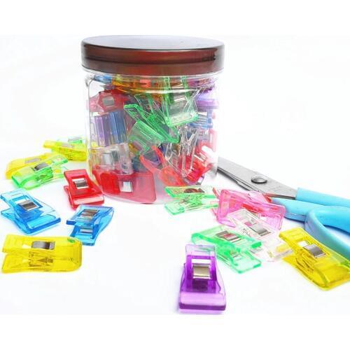 50Pcs Mixed Plastic Clips for DIY Patchwork Fabric Quilting Craft Sewing Knitting Clips Home Office Supplies