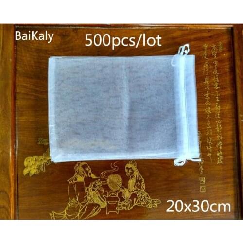 500pcs/lot Organza Bag 20x30cm drawstring pouch wedding/birthday party/christmas gift bag for jewelry Packaging bags Storage bag