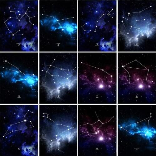 5D Diy Diamond Painting Zodiac Starry Night Painting Diamond Mosaic Cross Stitch Kits Mosaic Art Twelve Constellations Art Gift