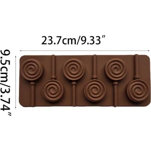 6-Cavity DIY Round Spiral Swirl Shape 3D Silicone Lollipop Mold Candy Chocolate Gummy Fondant Mould Bakeware Baking Tools