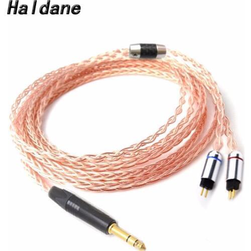 Free Shipping Haldane 2 meter 1/4" 6.35 mm 4PIN XLR Hand Made 0.78mm 2pin 8 Croes Single Crystal Copper Headphone Upgrade Cable