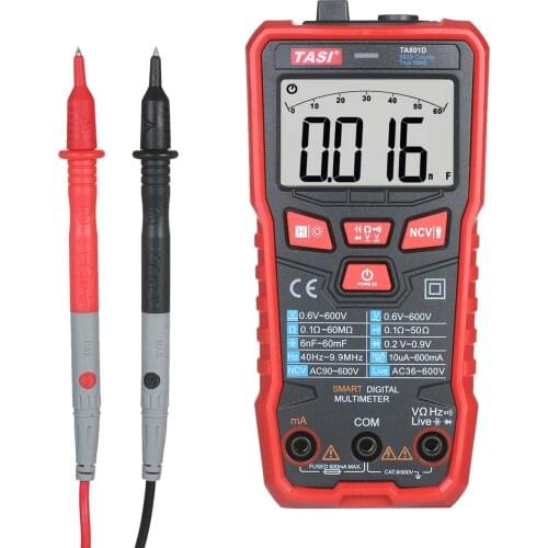 TASI TA801D Digital Multimeter Professional Tester Auto Identification Range Mini Multifunctional Tester OHM NCV Voltage Meter