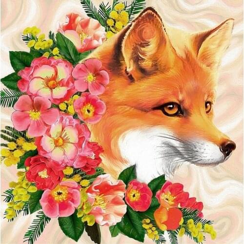 FIYO Full Square/Round Drill 5D DIY Diamond Painting "Flower fox" 3D Embroidery Cross Stitch 5D Decor Gift