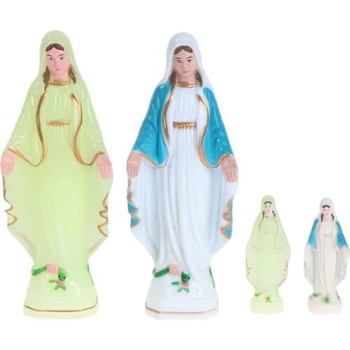 Catholic Virgin Mary Statue Figure Handmade Figurine Religious Gift Xmas Desktop Home Decorative Ornaments Home Table Decoration
