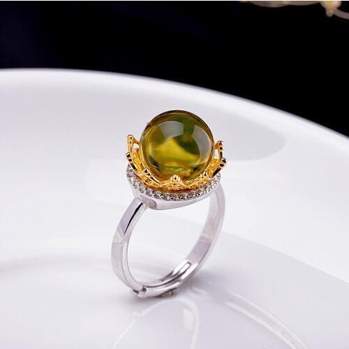 Vintage Mexico Amber Ring For Women Luxury Real 925 Sterling Silver Adjustable Ring Fine Jewelry Accessories Wedding Gift 2019