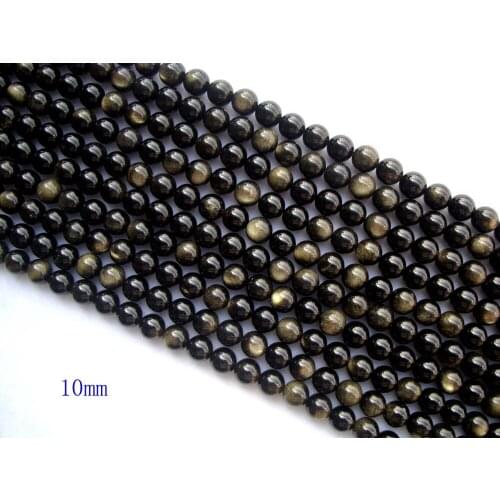 Natural Gold Obsidian 6mm,8mm,10mm,12mm,14mm Round Loose Beads For Jewelry Making DIY Bracelet Necklace Earrings