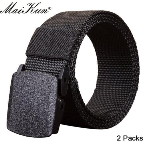 Military Tactical Belt Casual Plastic Automatic Buckle Canvas Belts Designer Brand Mens Belts High Quality Male Strap Two Packs