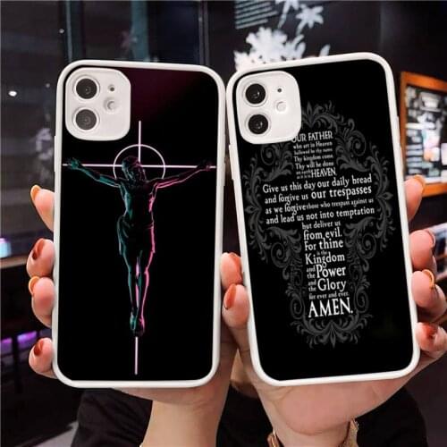 Jesus Christ Cross Phone Case Matte transparent For White iPhone 12 Mini 11 Pro XR XS Max 7 8 Plus X Back Cover