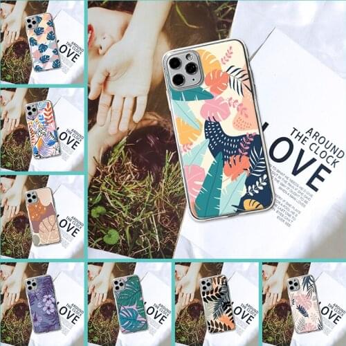 Flower Leaf Fashion Pretty Floral Silicone Transparent Soft For Apple iPhone se 2020 Phone Case For iPhone 11 Pro Max Back Cover