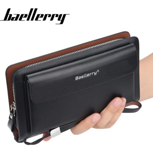 Baellerry Long Style Men Wallets High Quality Card Holder Male Purse Zipper Large Capacity PU Leather Clutch Wallet For Men