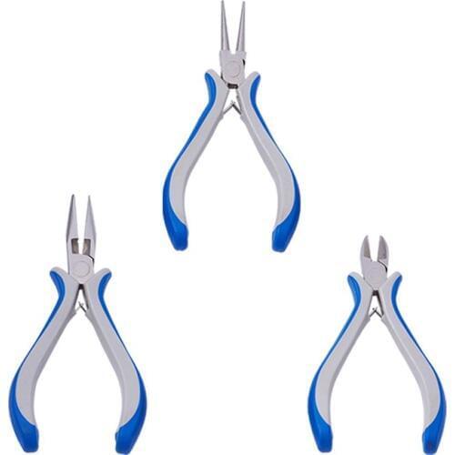 PandaHall Hot DIY Handmade Jewelry Making DIY Tool & Equipment Sets Plier Sets Round Nose Side Cutting Wire Cutters Pliers Blue
