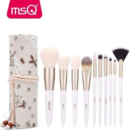 MSQ 10PCS Makeup brushes Set Foundation Powder Eyeshadow Make up Brush Pearl White Gold pincel maquiagem Beauty Tools