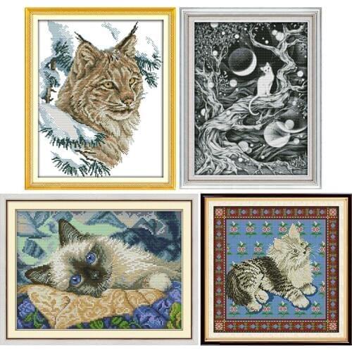 Wildcat series counted cross stitch kits 11CT14CT printed patterns crafts DMC handmade sewing needlework embroidery sets decor