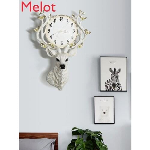 Nordic Decoration Deer Head Wall Clock Living Room Clock Creative Fashion Clock Home Art Modern Minimalist Wall Hanging