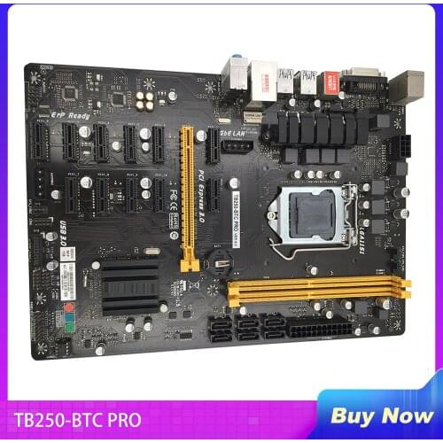 Mining Motherboard For BIOSTAR TB250-BTC PRO 12 Graphics Slots LGA1151 DDR4 Support GTX1060 Fully Tested