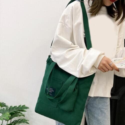 2020 New Women Canvas Tote Ladies Casual Shoulder Bag Foldable Shopping Beach Bag Cotton Cloth Female Handbag 4 Color