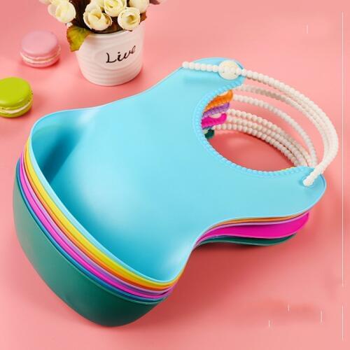 New baby wash-free meal pocket stereo Waterproof Bib baby meal pocket Bibs New to Silicone Solid Easy Adjustable Bibs