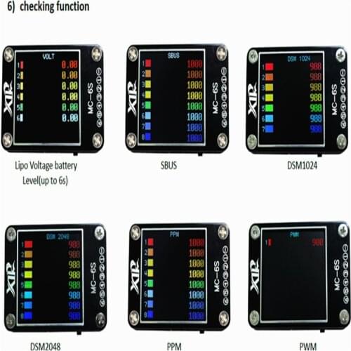 XLR MC-6S Receiver Signal Tester and 1-6S Lipo Battery Voltage Checker for 1S-6S Battery Cell S-BUS PPM PWM DSM Channel Signal