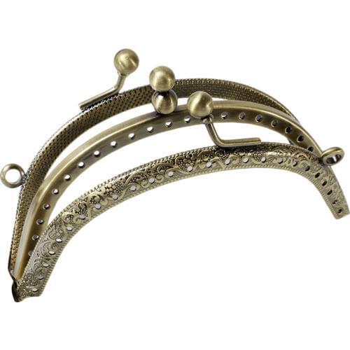 Sew in Purse Bag Frame Clasp Handle Metal Beads Clasp Lock for DIY Clutch Bag Handbag and Purse Making